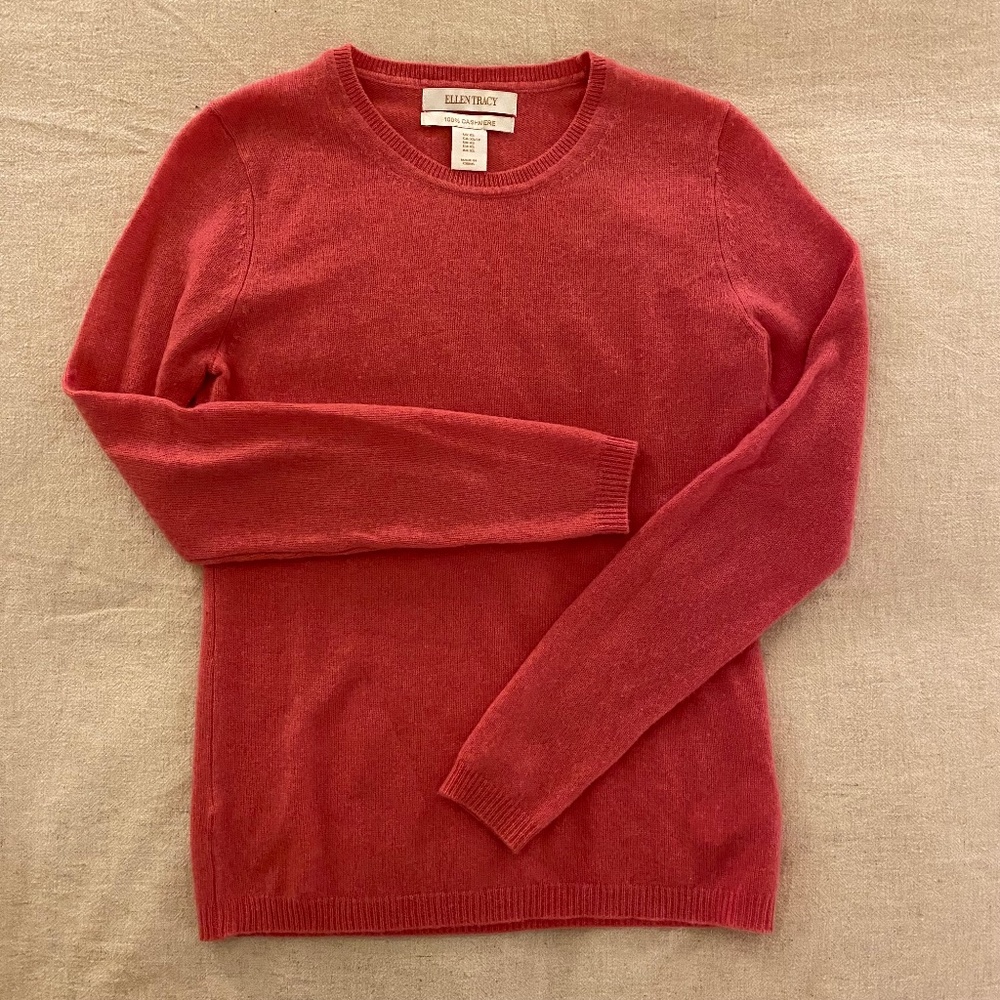 Ellen Tracy 100% Cashmere Crewneck Sweater